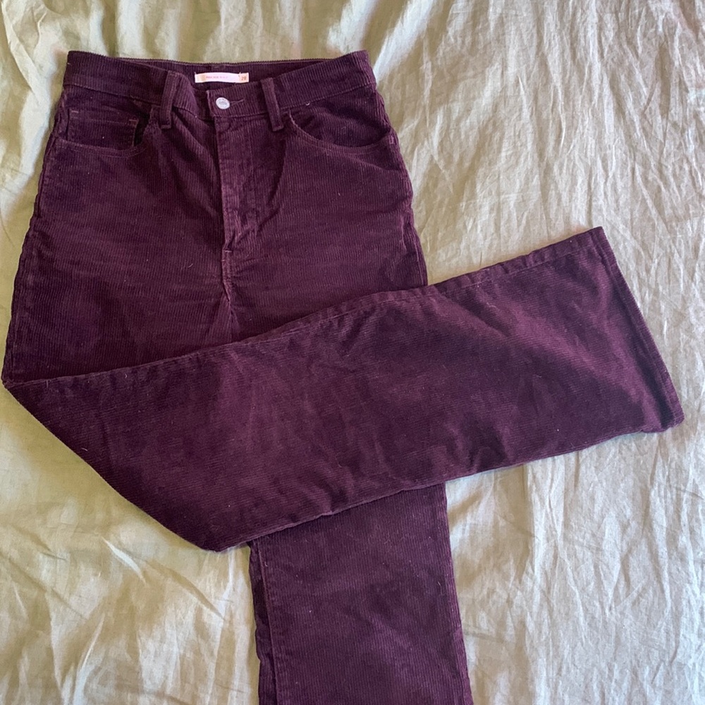 Maroon Corduroy High Waist Levi Flare Jeans